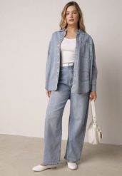 Niebieskie Jeansy z Bawełną o Kroju Balloon z Wysokim Stanem Palosa. Niebieskie jeansy damskie Born2be, bez wzorów, z bawełny, biznesowe, z podwyższonym stanem. Za 109.99 zł.