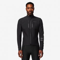 Kurtka rowerowa męska Van Rysel EDR zimowa. Czarne kurtki sportowe męskie VAN RYSEL, na zimę, m, bez wzorów, z materiału, bez kaptura, rowerowe. Za 349.99 zł.