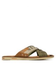 Mustang Klapki 4152-705 Khaki. Brązowe klapki męskie Mustang, bez wzorów, z materiału, bez zapięcia. Za 219.99 zł.