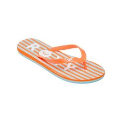 Klapki dla Kobiety TAHITI. Brązowe klapki damskie Roxy, bez wzorów, z materiału, sportowe, bez obcasa, bez zapięcia. Za 89.99 zł.