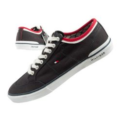 Buty sportowe trampki do chodzenia męskie Tommy Hilfiger. Niebieskie buty sportowe męskie Tommy Hilfiger, bez wzorów, z materiału, sportowe, bez zapięcia. Za 167.99 zł.