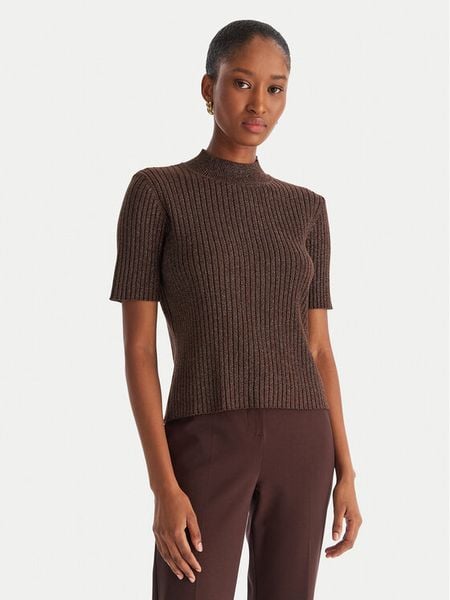 ACCESS FASHION Sweter 54-8046 Brązowy Slim Fit. Brązowe swetry nierozpinane damskie ACCESS FASHION, l, bez wzorów, z syntetyku, bez kołnierzyka, bez ramiączek. Za 169.99 zł.