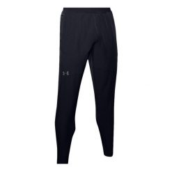 Spodnie dresowe slim fit Under Armour Flex Woven. Czarne spodnie sportowe męskie Under Armour, bez wzorów, z dresówki, na fitness i siłownię. Za 420.00 zł.