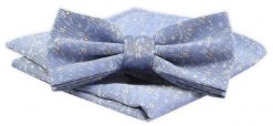 Mucha Męska Alties z Poszetką - Niebieska, Delikatny Nadruk. Niebieskie krawaty i muchy Alties, bez wzorów, eleganckie. Za 54.00 zł.