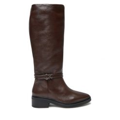 Kozaki Calvin Klein. Brązowe kozaki damskie Calvin Klein, bez wzorów, bez obcasa, na płaskiej podeszwie, bez zapięcia. Za 1,199.00 zł.