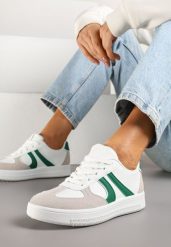 Biało-Zielone Sneakersy Klasyczne Tenisówki Setinora. Białe trampki i tenisówki damskie Renee, bez wzorów, z jeansu, bez zapięcia. Za 79.99 zł.