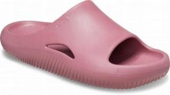 Klapki Dla Dorosłych Crocs Mellow Recovery Slide. Czerwone klapki męskie Crocs, bez wzorów, z materiału, bez zapięcia. Za 139.99 zł.