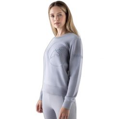 Bluza z haftowanym logo damska Equiline Cartac. Szare bluzy damskie EQODE BY EQUILINE, bez wzorów, sportowe, bez ramiączek, bez kaptura. Za 427.50 zł.