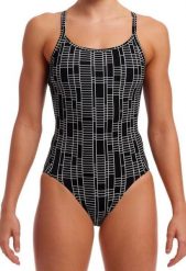 Strój do pływania menstruacyjny FUNKITA Up The Ladder -Swim Secure Diamond Back. Czarne stroje kąpielowe damskie Funkita, l, bez wzorów, z elastanu. Za 249.00 zł.