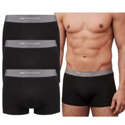 Czarne bokserki męskie XL bawełniane majtki zestaw 3 pary Peterson PTN MY-3-B01XL. Czarne bokserki męskie Peterson, bez wzorów, z bawełny. Za 69.99 zł.