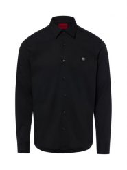HUGO koszula codzienna Mężczyźni Slim Fit Bawełna czarny, L. Czarne koszule męskie Hugo, l, z aplikacjami, z bawełny, casualowe, bez kołnierzyka, bez ramiączek. Za 499.95 zł.
