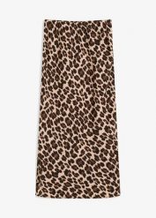 Spódnica midi z lejącej satyny. Brązowe spódnice damskie bonprix, bez wzorów, z satyny, midi. Za 144.99 zł.