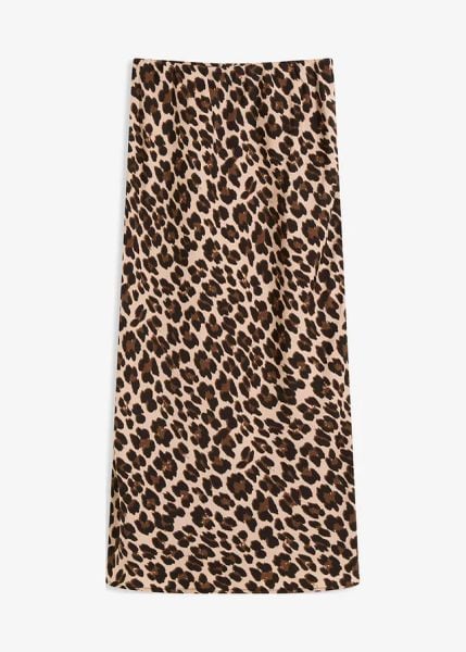 Spódnica midi z lejącej satyny. Brązowe spódnice damskie bonprix, bez wzorów, z satyny, midi. Za 144.99 zł.