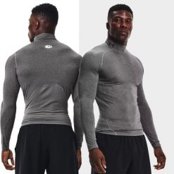 Koszulka fitness męska Under Armour Ua Hg Armour Comp Mock z długim rękawem. Szare bluzy męskie Under Armour, m, bez wzorów, sportowe, bez ramiączek, bez kaptura. Za 109.99 zł.