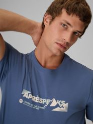 4F T-shirt regular z nadrukiem męski - niebieski XL. Niebieskie t-shirty męskie 4F, m, bez wzorów, z bawełny, bez kołnierzyka, bez ramiączek. Za 69.99 zł.