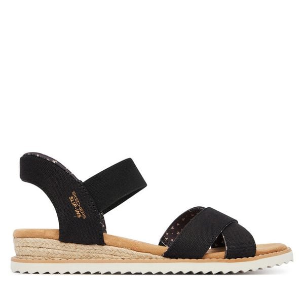 Sandały Skechers. Czarne sandały damskie Skechers, bez wzorów, bez obcasa, na płaskiej podeszwie, bez zapięcia. Za 200.99 zł.