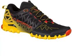 Buty trailowe męskie La Sportiva Bushido II GTX - yellow/black. Czarne buty sportowe męskie La Sportiva, bez wzorów, bez zapięcia. Za 925.72 zł.