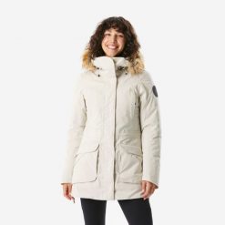 Parka turystyczna damska zimowa Quechua NH900 Warm -20°C wodoodporna. Brązowe parki damskie QUECHUA, na zimę, m, bez wzorów, z syntetyku, bez kaptura. Za 499.99 zł.