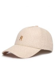 Tommy Hilfiger Czapka z daszkiem Monogram Jacq Cap AW0AW18331 Beżowy. Brązowe czapki damskie Tommy Hilfiger, bez wzorów, z bawełny. Za 249.99 zł.