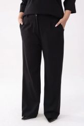 Eleganckie czarne spodnie Soft Comfort z kieszeniami PLUS SIZE XXL. Czarne spodnie materiałowe damskie Moda Size Plus Iwanek, bez wzorów, z nylonu, biznesowe, plus size, krótkie. Za 229.90 zł.