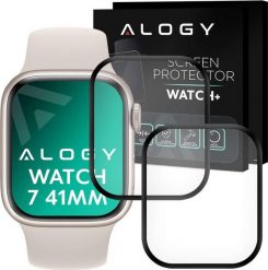 Alogy 2x Szkło na smartwatch elastyczne 3D do Apple Watch 7 41mm Black uniwersalny. Czarne zegarki smartwatch Alogy, bez wzorów. Za 43.00 zł.