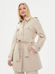 Morgan Trencz 231-GOLIAM Beżowy Regular Fit. Brązowe płaszcze damskie Morgan, bez wzorów, z bawełny, bez kołnierzyka, bez kaptura. Za 409.99 zł.