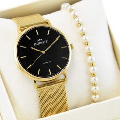 Zegarek Bisset Zestaw damski zegarek szwajcarski ARITTE czarny + bransoletka. Czarne zegarki damskie Bisset. Za 627.80 zł.