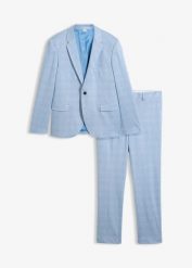 Garnitur 2-częściowy z komfortowego materiału ze stretchem, modern fit. Niebieskie garnitury męskie bonprix, m, bez wzorów, eleganckie. Za 549.99 zł.