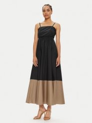 ViCOLO Sukienka letnia TB2499 Czarny Regular Fit. Czarne sukienki damskie ViCOLO, na lato, xs, bez wzorów, z bawełny, bez kołnierzyka, bez ramiączek. Za 289.99 zł.