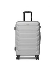 GINO ROSSI Walizka średnia CEO-GIN-M-003-05-SILVER Srebrny. Szare walizki damskie Gino Rossi, bez wzorów, z tworzywa sztucznego, średnie. Za 279.99 zł.