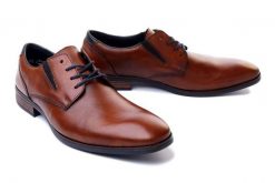 RIEKER 10121-24 brown, półbuty męskie. Brązowe półbuty męskie Rieker, bez wzorów, bez obcasa, bez zapięcia. Za 221.94 zł.