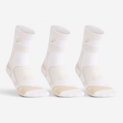 Skarpety sportowe tenis Artengo RS900 high 3 pary. Białe skarpetki damskie Decathlon, bez wzorów, z bawełny. Za 54.99 zł.