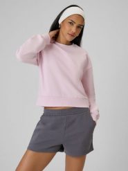 4F Bluza dresowa regular bez kaptura damska - różowa S. Czerwone bluzy damskie 4F, s, bez wzorów, z dresówki, klasyczne, bez ramiączek, bez kaptura. Za 159.99 zł.