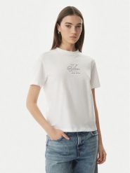 Calvin Klein Jeans T-Shirt LV047G831G Biały Regular Fit. Białe t-shirty damskie Calvin Klein Jeans, m, bez wzorów, z bawełny, bez kołnierzyka, bez ramiączek. Za 129.99 zł.