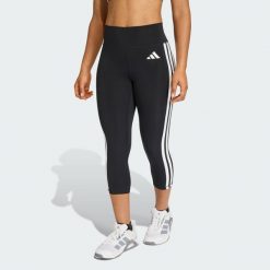 Legginsy 3/4 Optime Essentials Workout 3-Stripes. Białe legginsy damskie Adidas, bez wzorów. Za 179.00 zł.