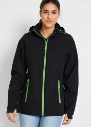 Nieprzemakalna kurtka funkcyjna z odblaskowymi elementami. Czarne kurtki sportowe damskie bonprix, s, bez wzorów, bez ramiączek. Za 279.99 zł.