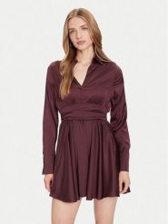 Guess Sukienka koktajlowa W5YK00 WF1T2 Brązowy Regular Fit. Brązowe sukienki damskie Guess, l, z aplikacjami, z syntetyku, wizytowe, bez kołnierzyka, bez ramiączek. Za 399.99 zł.