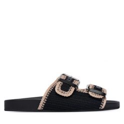 Klapki Weekend Max Mara. Czarne klapki damskie Weekend Max Mara, bez wzorów, bez obcasa, bez zapięcia. Za 1,259.00 zł.