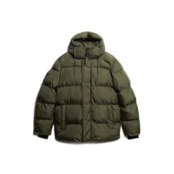Kurtka puchowa Superdry. Zielone kurtki męskie Superdry, na zimę, m, bez wzorów, z puchu, eleganckie, bez kaptura. Za 664.25 zł.