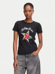 Guess Jeans T-Shirt W6BI16 K5697 Czarny Regular Fit. Czarne t-shirty damskie Guess Jeans, xl, z aplikacjami, z bawełny, bez kołnierzyka, bez ramiączek. Za 219.99 zł.