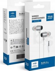 BLUE STAR słuchawki przewodowe Jack 3,5 mm z mikrofonem M09 1,2 m białe. Białe słuchawki dokanałowe BlueStar. Za 12.62 zł.