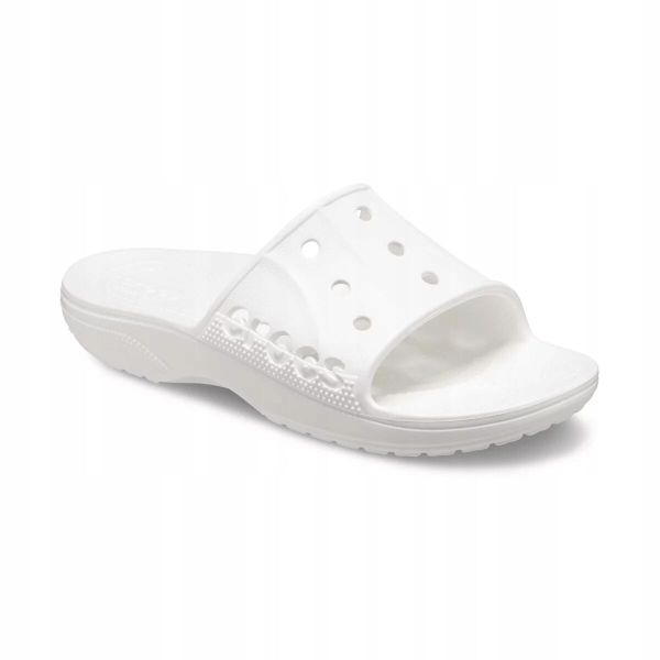 Klapki Dla Dorosłych Crocs Baya II Slide. Białe klapki damskie Crocs, bez wzorów, z materiału, bez zapięcia. Za 89.99 zł.