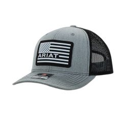 Czapka Trucker Ariat Usa flag patch logo. Szare czapki męskie Ariat, z aplikacjami. Za 250.50 zł.