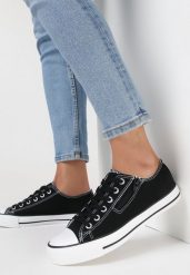 Czarne Trampki Melitea. Czarne trampki i tenisówki damskie Born2be, bez wzorów, z gumy, przed kostkę, bez zapięcia. Za 59.99 zł.