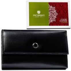 Portfel skórzany Peterson PTN D19-NGV czarny. Czarne portfele damskie Peterson, ze skóry. Za 85.50 zł.