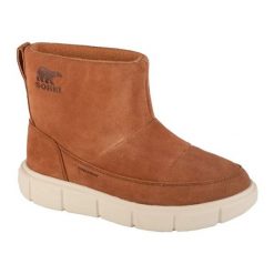 Buty Sorel Explorer Iii Slip-on Wp 2077971242 brązowe. Brązowe śniegowce damskie z gumy, za kostkę, bez zapięcia. Za 673.44 zł.