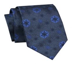 Krawat - ALTIES - Niebieskie Kwiaty na Granatowym Tle. Niebieskie krawaty i muchy Alties, bez wzorów, z tkaniny, eleganckie. Za 49.00 zł.