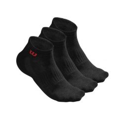 Skarpety tenisowe dla dorosłych Wilson QUARTER SOCK 3 szt. czarne. Czarne skarpetki damskie Wilson, bez wzorów. Za 55.00 zł.