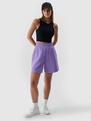 4F Spodenki dresowe damskie - fioletowe XL. Fioletowe szorty damskie 4F, bez wzorów, z bawełny, sportowe. W wyprzedaży za 49.99 zł.