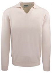 Męski, Lekki Sweter z Otwartym Kołnierzykiem Polo - Brave Soul - Kremowy. Białe swetry męskie Brave Soul, l, bez wzorów, z poliamidu, bez kołnierzyka, bez ramiączek. Za 129.00 zł.